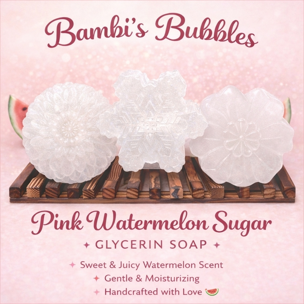 Limited Supply! Hand Crafted Pink Watermelon Sugar Glycerin Soap 3oz